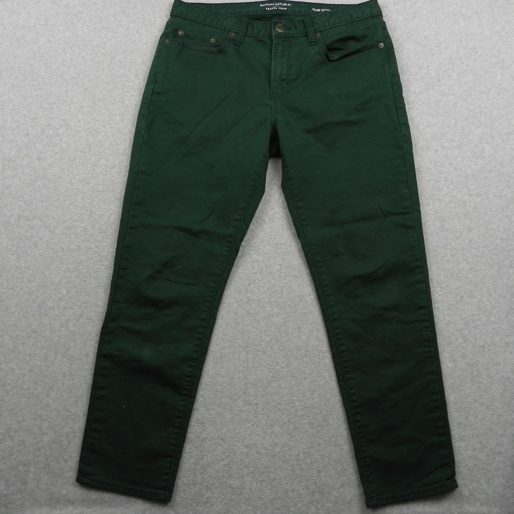 Banana Republic Jeans Mens 34x28 Travel Athletic Fit Stretch Flex 5-Pocket Green